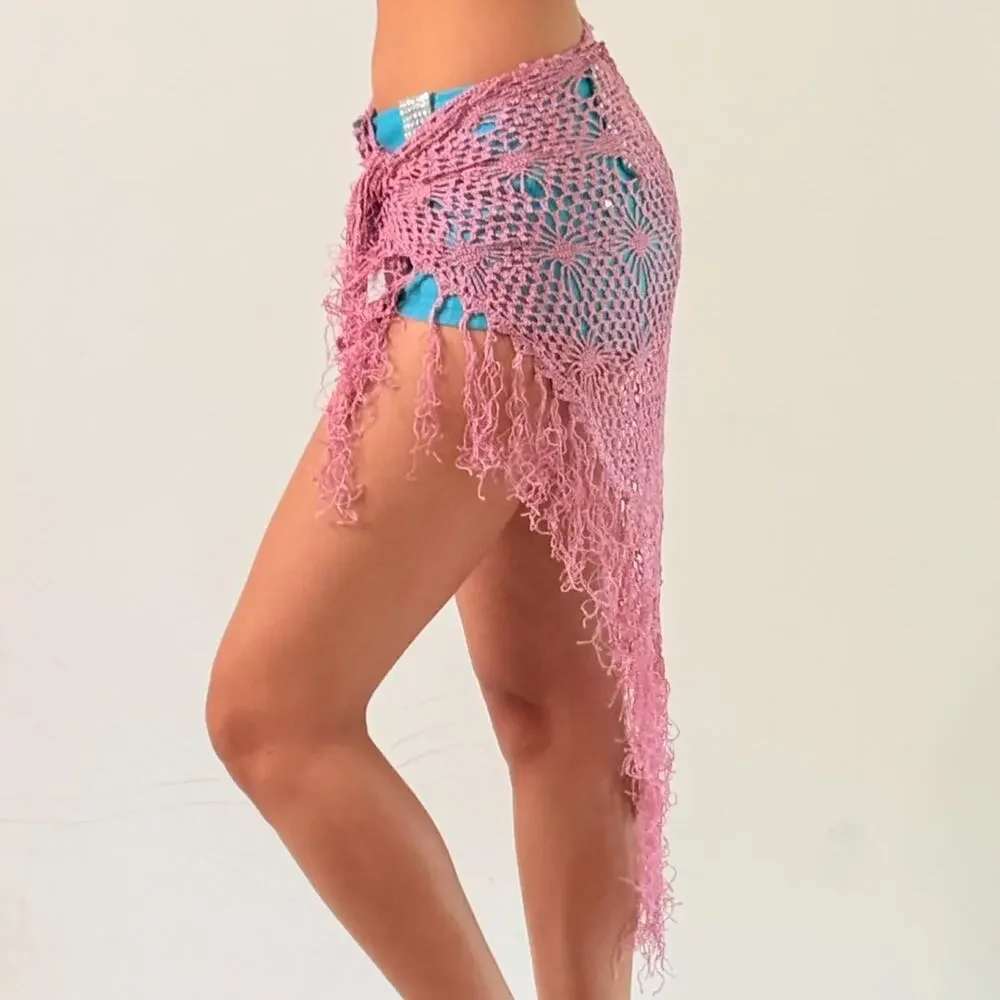 Pink Knitted Shawl/ Cover Up
